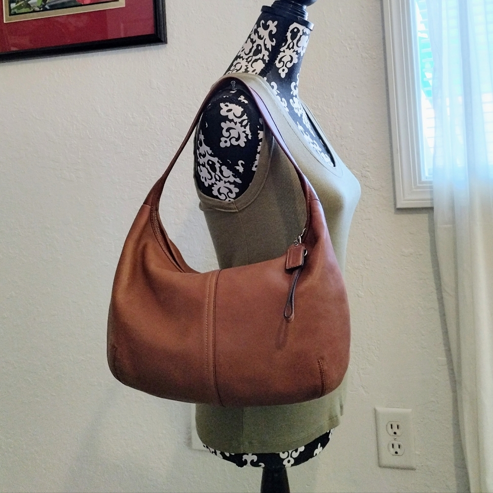 Vintage Coach British Tan Leather Large Ergo Legacy Hobo Shoulder Bag Purse Tote
